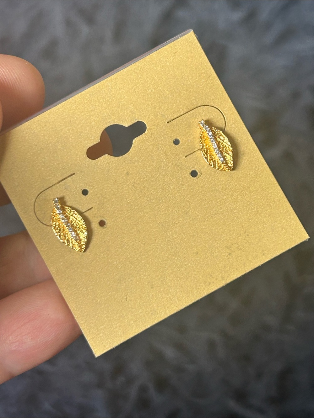 Vintage elegant leaf 925 gold vermeil genuine diamond earrings